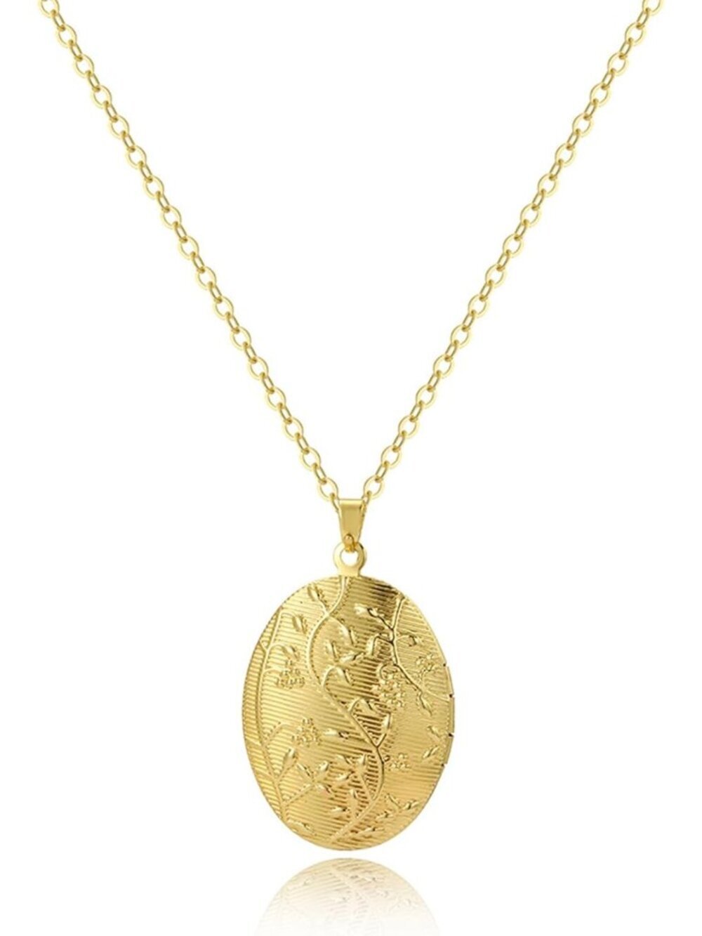Women's gold 2 Antique Empaistic Carved Picture Engraved Flower Pattern Necklace